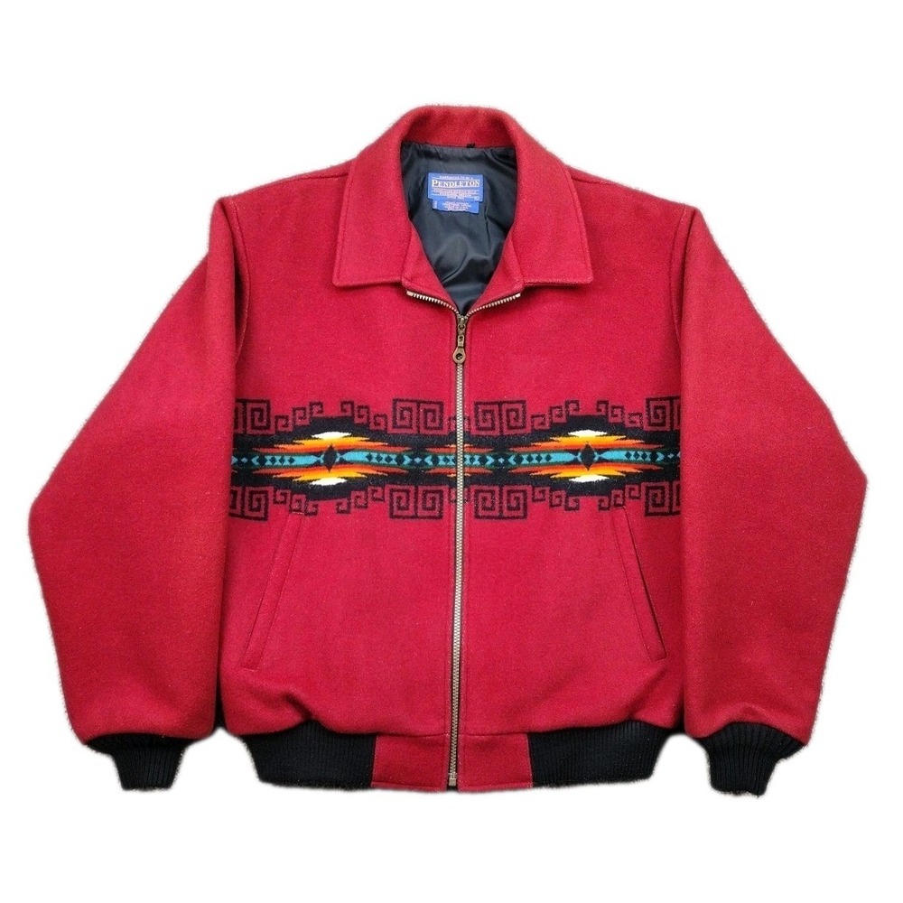 Vtg PENDLETON HIGH GRADE Western Wear Aztec Indian Coat RED Jacket USA RARE EUC
